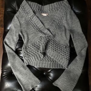 Cropped Grey Knit Sweater
